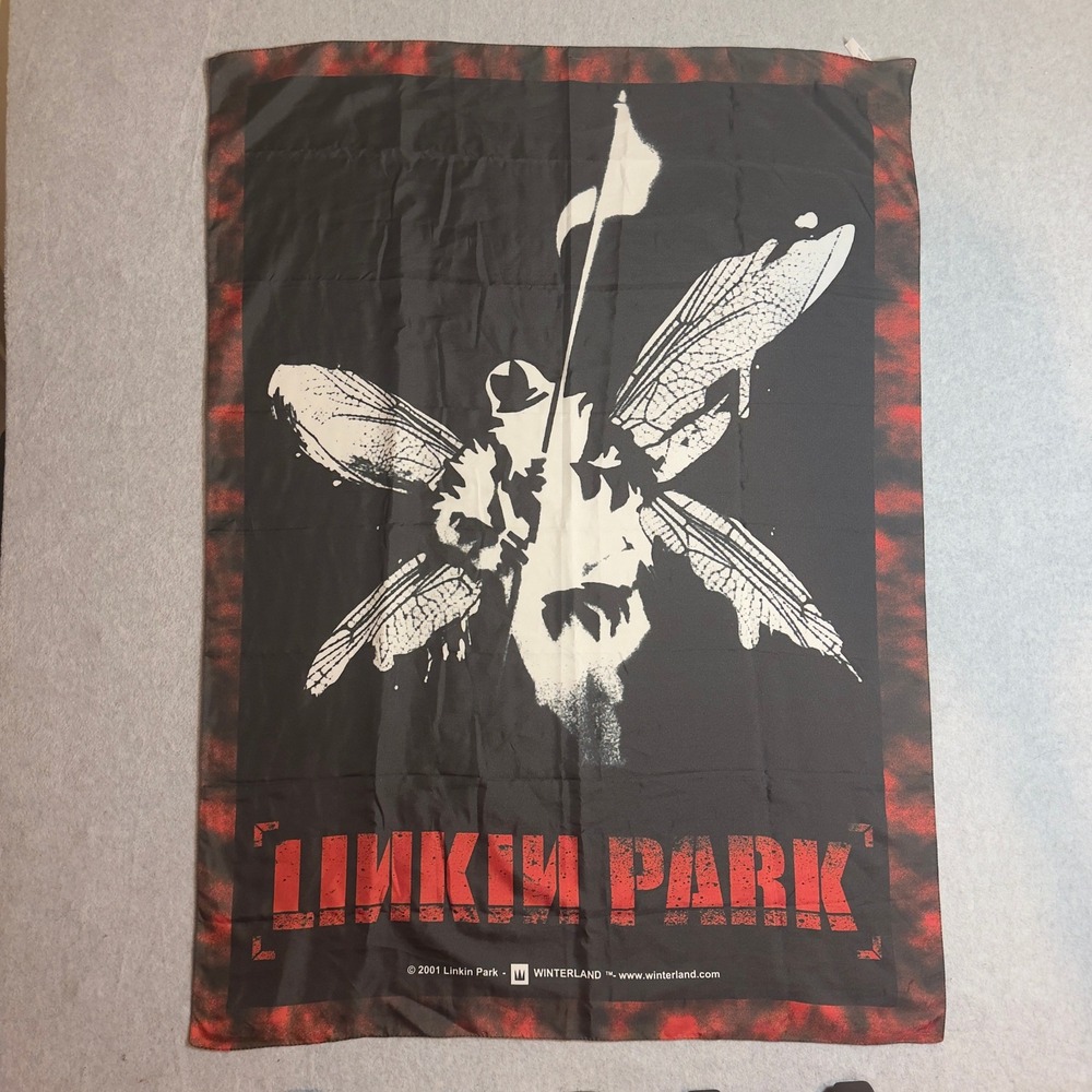 Vintage Linkin Park Hybrid Theory Flag Wall Tapestry 2001 Y2K Rock Merch 30x40in